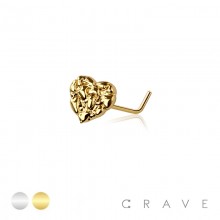 RUGGED HEART 316L SURGICAL STEEL L-SHAPE NOSE RING